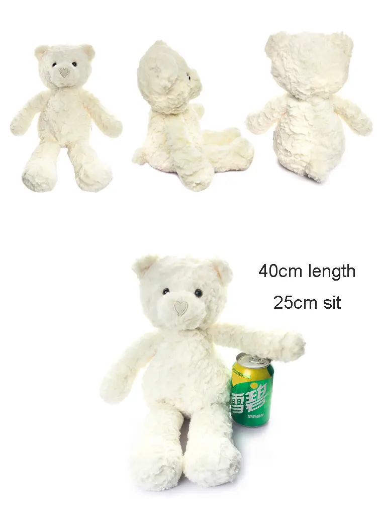 40cm Cute White Brown Teddy Bear Doll Stuffed, Soft Plush Toy  Soothe Sleeping Bear Toys, Children's Birthday Gift
