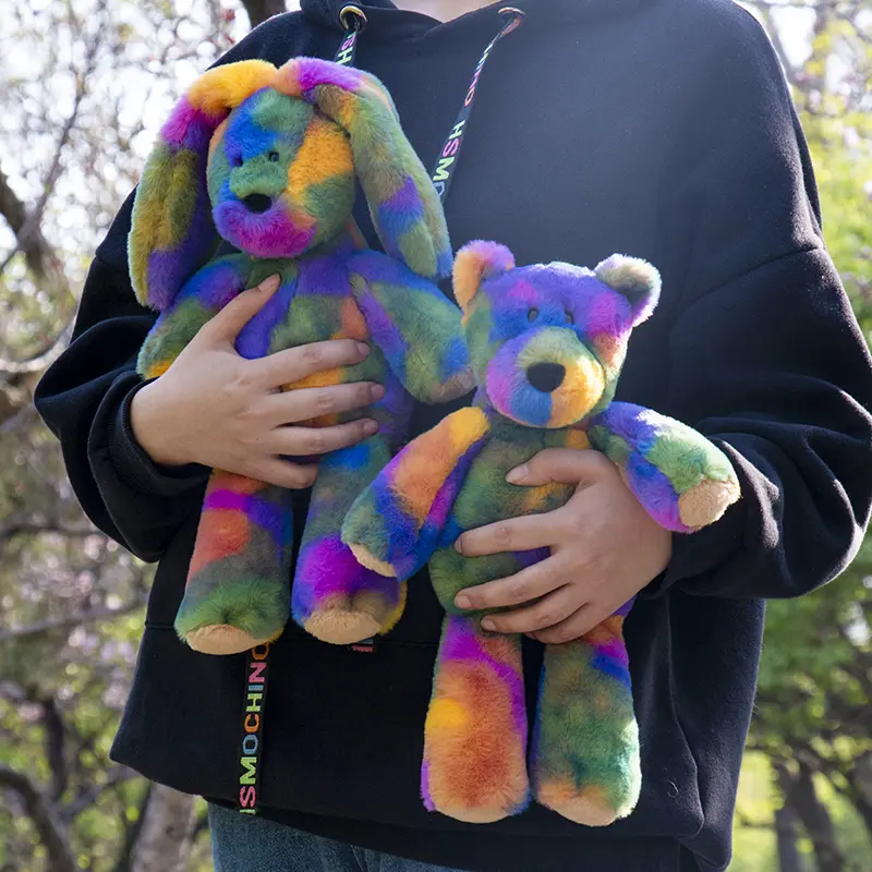 38cm Cute Rainbow Unicorn Plush Toy Stuffed Teddy Bear Animal Stuffed Doll Baby Gifts Multi-Color Bunny Toys