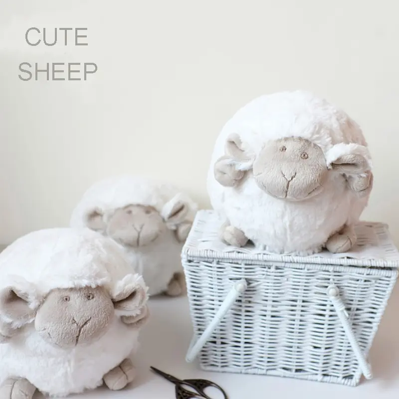 Super Soft Round Shape Plush Fat Sheep Ball Toys Fluffy White Gray Lamb Stuffed Animal Home Room Decoration Friend Birthday Gift