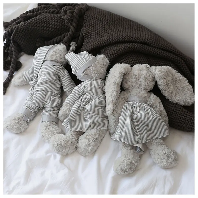 30cm Grey Dress Bunny Stuffed Animals Birthday Gift For Friends Children Soft Teddy Bear Plush Toys for Girls Boys