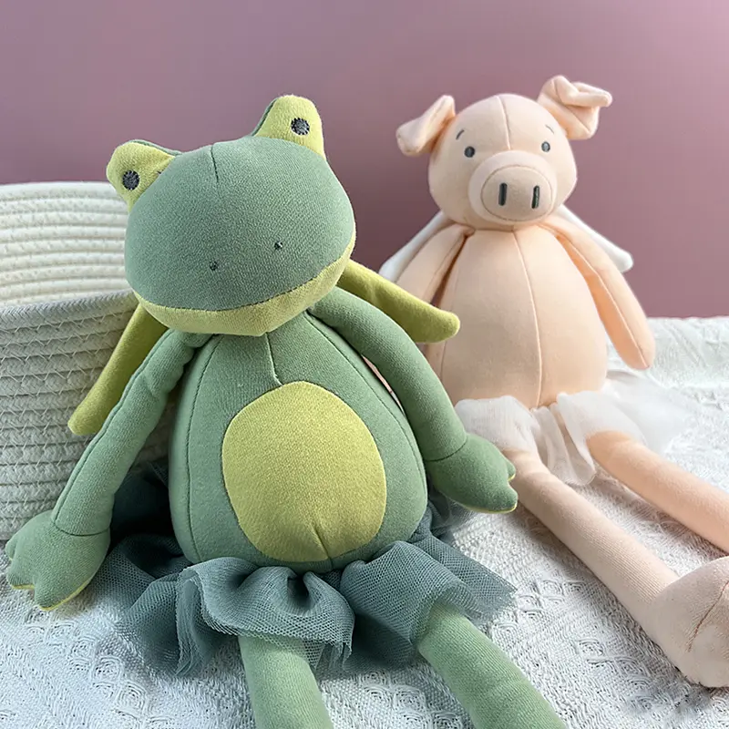 40cm Long leg Frog Elephant Soft Toy with Tutu Dress Fairy Pig Panda Plush Toy Stuffed Animal Huggable Plushie Toys For Children