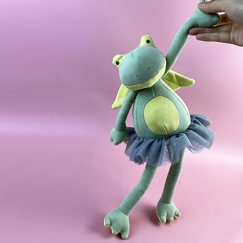 40cm Long leg Frog Elephant Soft Toy with Tutu Dress Fairy Pig Panda Plush Toy Stuffed Animal Huggable Plushie Toys For Children