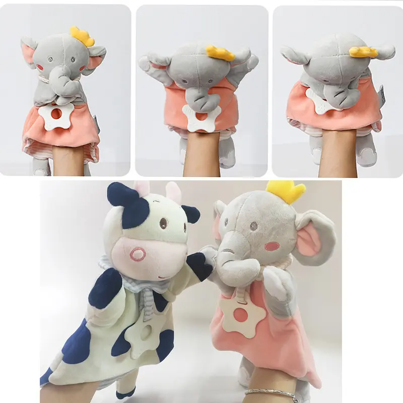 Infant Baby Cute Bunny Elephant Lion Playmate Plush Doll Toys Kids Cartoon Animals Hand Finger Puppets Toy Newborn Blankie