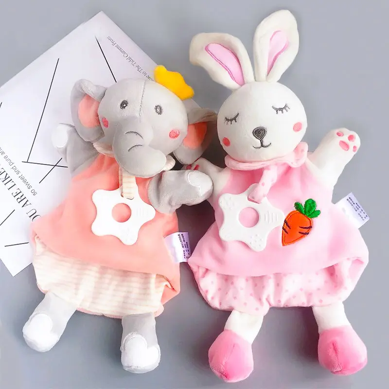 Infant Baby Cute Bunny Elephant Lion Playmate Plush Doll Toys Kids Cartoon Animals Hand Finger Puppets Toy Newborn Blankie