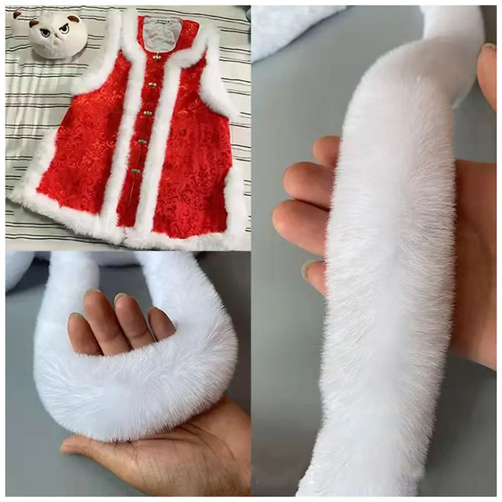 100cm Faux Rabbit Fur Tape Ribbon Trimming Ribbon Furry Fluffy Sewing DIY Craft Scarf Collar 5cm