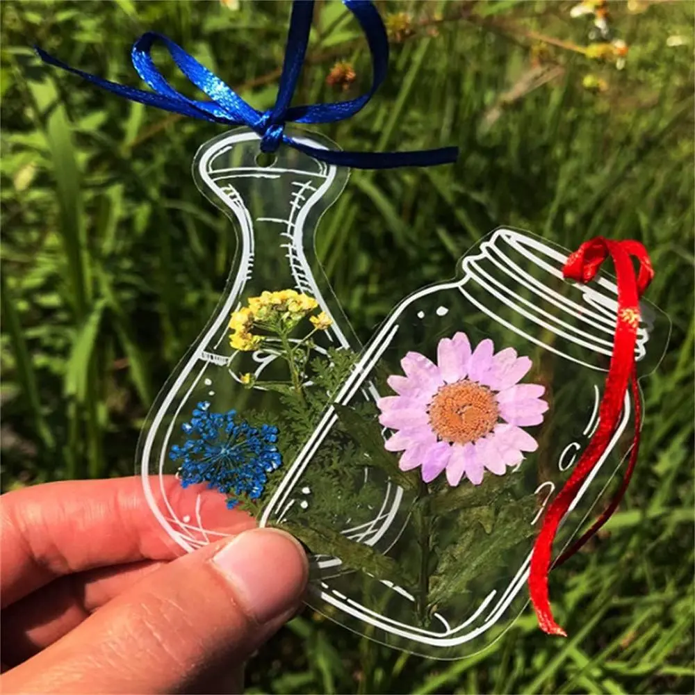 30Pcs Handmade DIY Transparent Dried Flower Bookmarks Herbarium Bookmarks Flower Page Clips Reading Mark Bookmarks Stickers