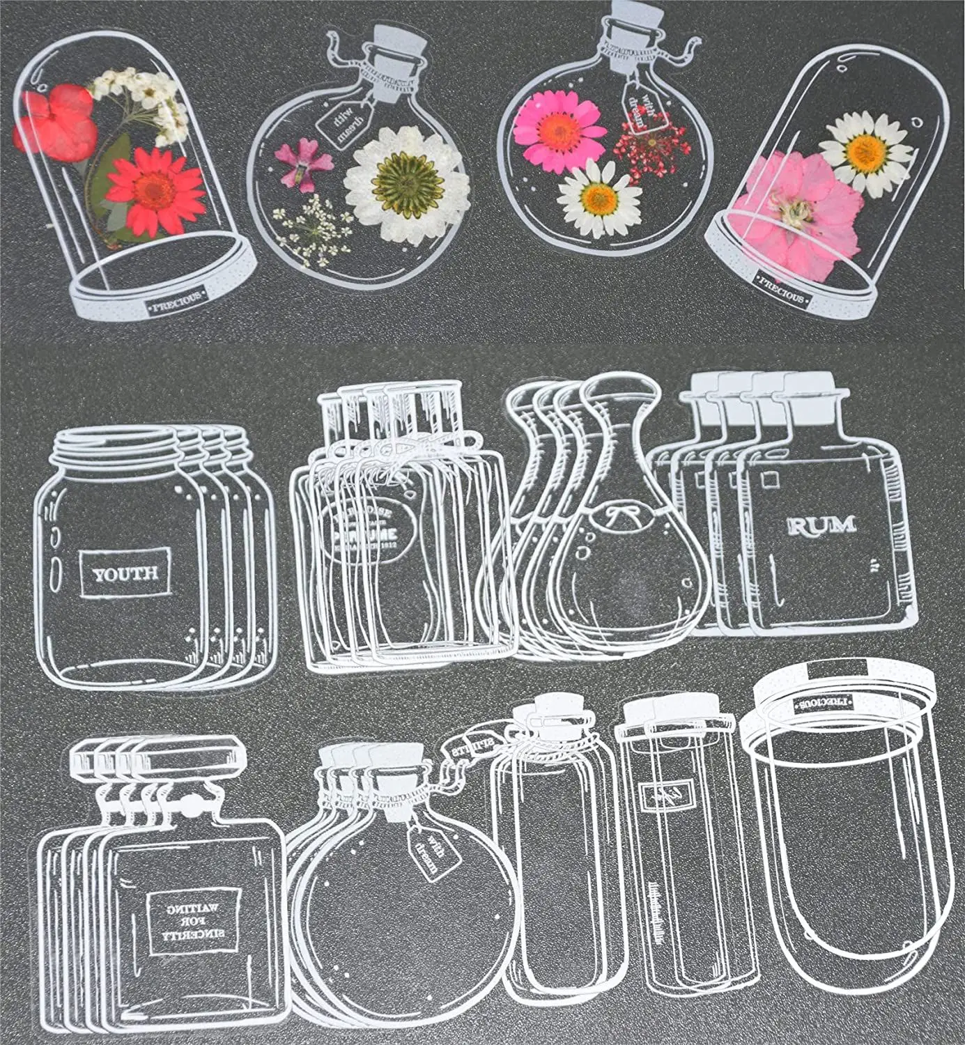 30Pcs Handmade DIY Transparent Dried Flower Bookmarks Herbarium Bookmarks Flower Page Clips Reading Mark Bookmarks Stickers