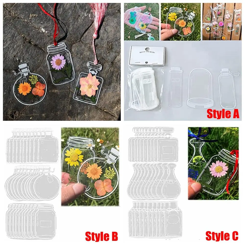 30Pcs Handmade DIY Transparent Dried Flower Bookmarks Herbarium Bookmarks Flower Page Clips Reading Mark Bookmarks Stickers