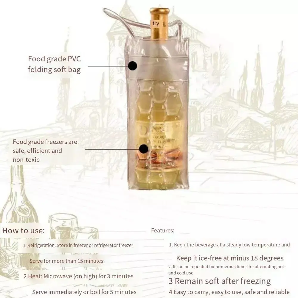 Portable Beer Iced Tote Bag Insulated Red Wine Handbag Outdoor Wine Bottle Freezer Bag Portable PVC Gift Bag