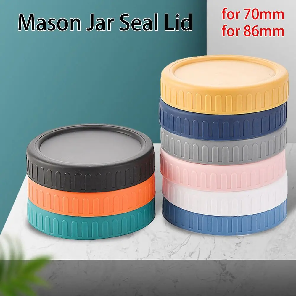 6pcs 70mm 86mm Reusable Plastic Mason Jar Lids for Wide Mouth Jar Leak-proof Seal Bottle Cover Spout Lid Good Seal Kitchen Tool
