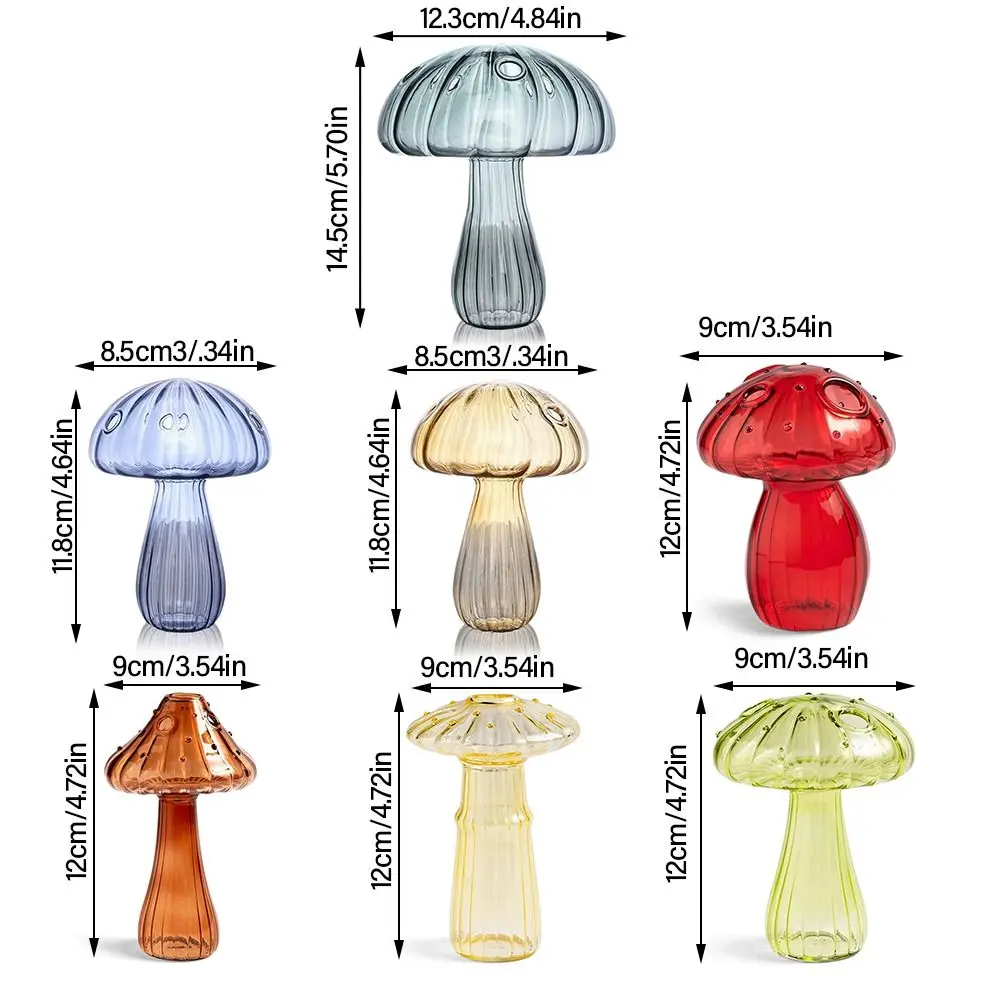 Mushroom Glass Vase Transparent Aromatherapy Bottle Creative Home Hydroponic Flower Table Simple Decoration
