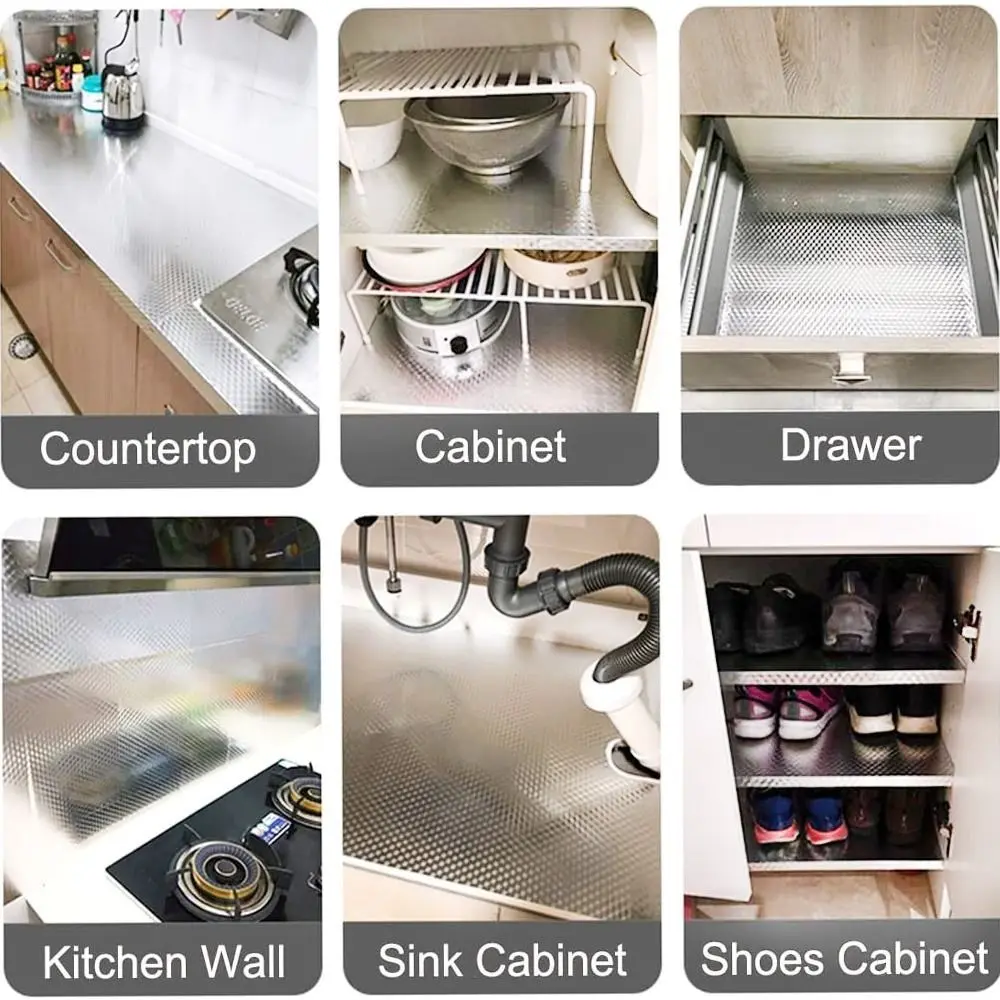 40x300cm Aluminum Foil Oil-proof Wallpaper Self Adhesive Anti Fouling Kitchen Sticker High Temperature Waterproof