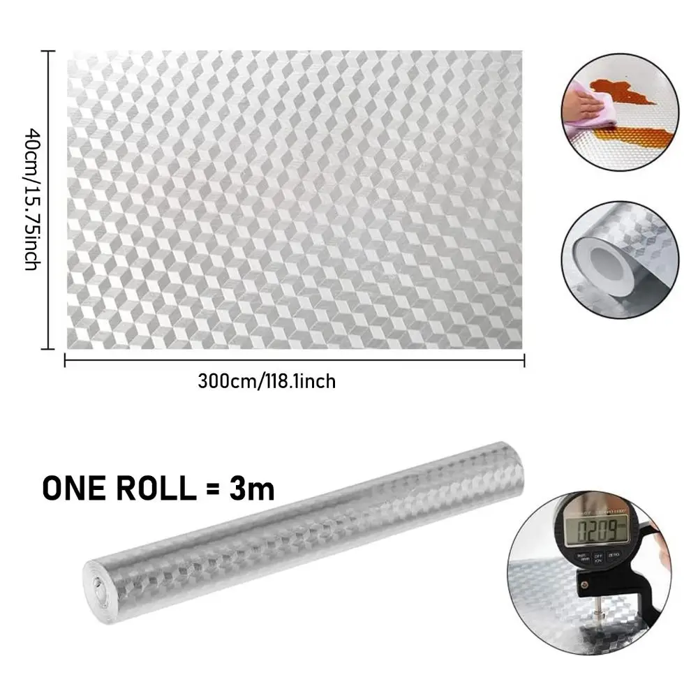 40x300cm Aluminum Foil Oil-proof Wallpaper Self Adhesive Anti Fouling Kitchen Sticker High Temperature Waterproof
