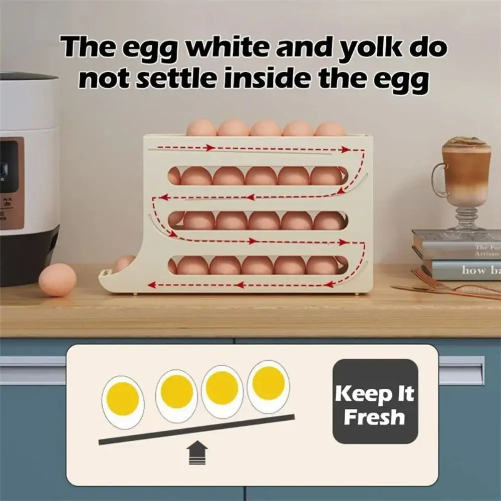 Refrigerator Egg Storage Box Automatic Scrolling Egg Holder Household Large Capacity Kitchen Dedicated Roll Off Egg Storage Rack