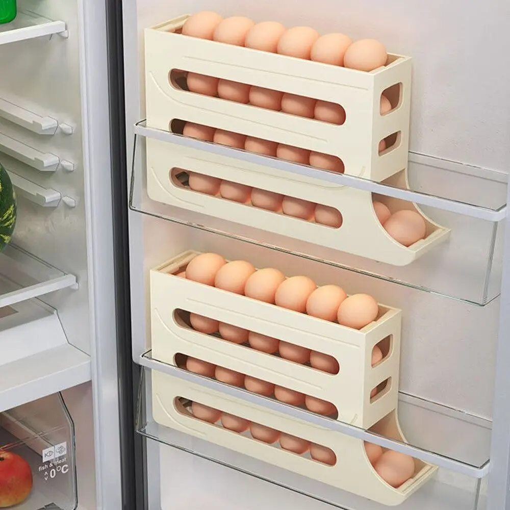 Refrigerator Egg Storage Box Automatic Scrolling Egg Holder Household Large Capacity Kitchen Dedicated Roll Off Egg Storage Rack
