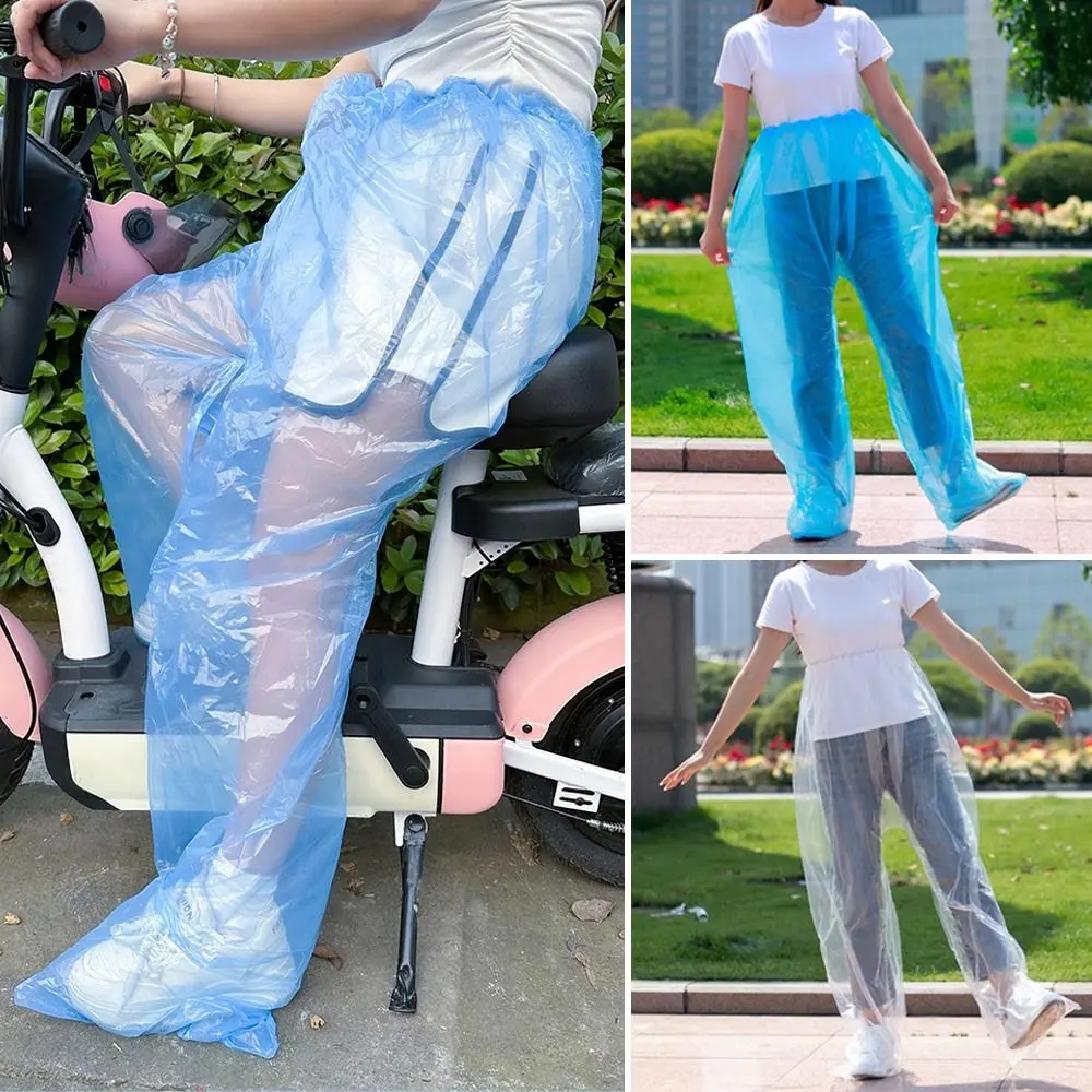 1PC Portable Transparent Disposable Raincoat Thickened Oil Resistant Foot Wrap Rainpants Waterproof Foot Sealing Rain Pants