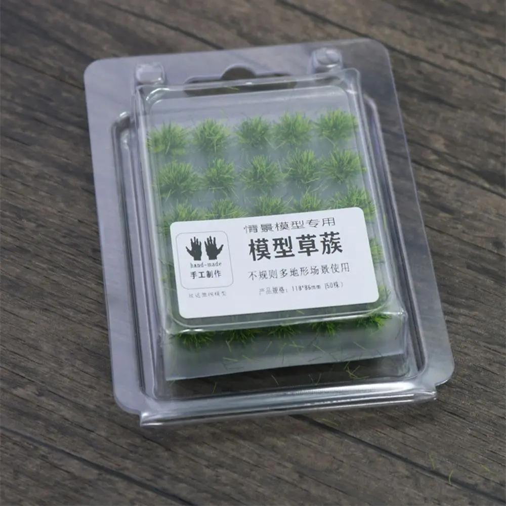50PCS 5mm Artificial Grass Tufts Miniature Grass Bushes Plant Cluster Multi-terrain Simulation Model Sand Table Scene Material