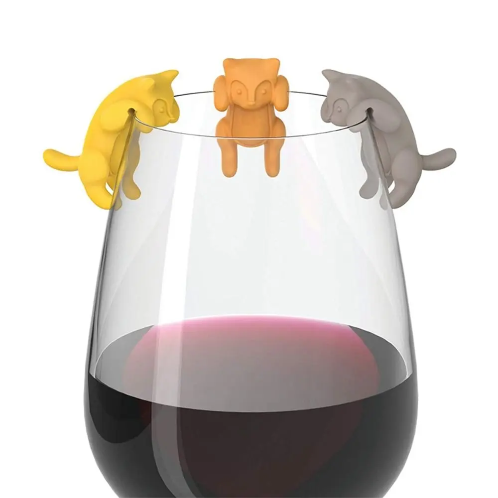 1 Set Creative Drink Markers Silicone Drink Tool Distinguish Wine Glass Tags Reusable Drinking Cup Identifier Sign Bar Kitchen