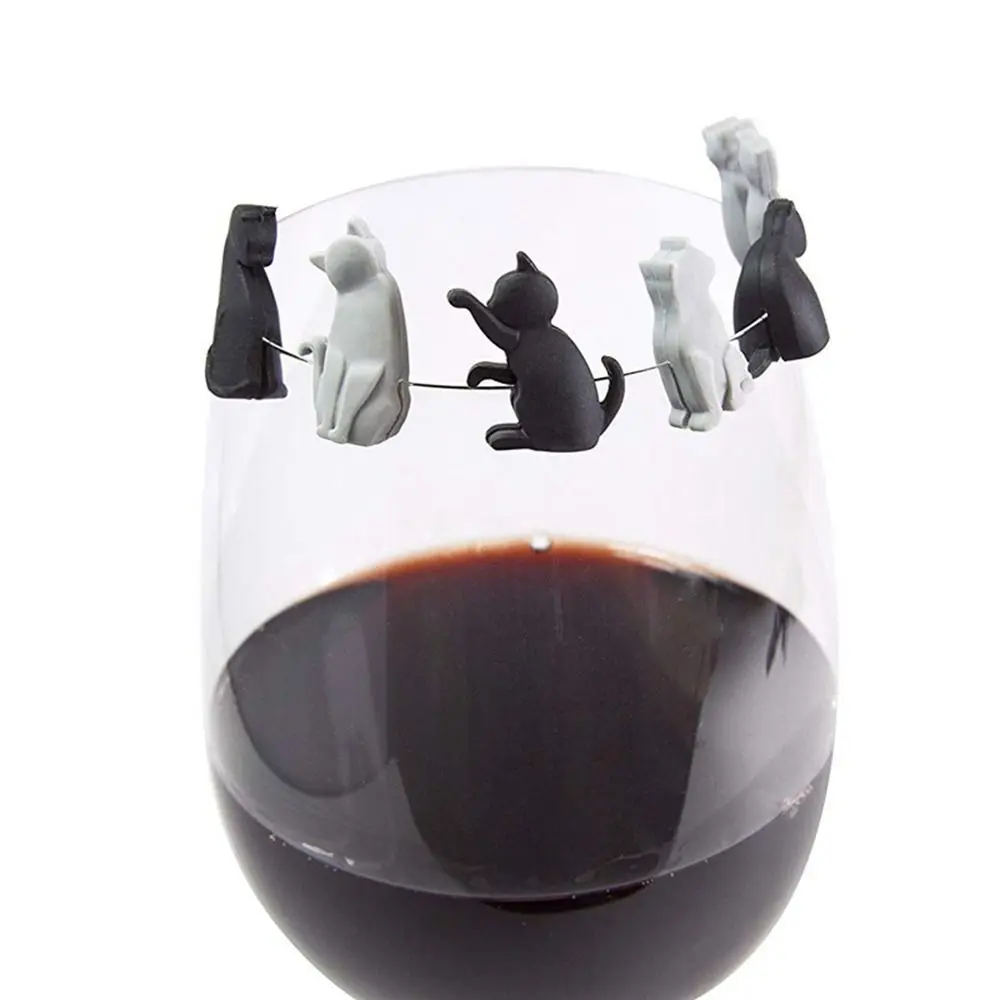 1 Set Creative Drink Markers Silicone Drink Tool Distinguish Wine Glass Tags Reusable Drinking Cup Identifier Sign Bar Kitchen