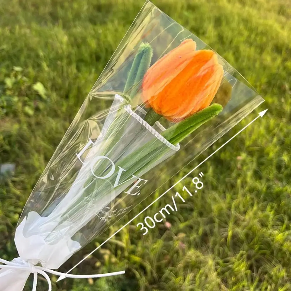 Romantic 30cm Knitting Flower Rose Tulips Handmade Gifts ​Crochet Simulation Tulips Artificial Flowers Wedding Party Decor