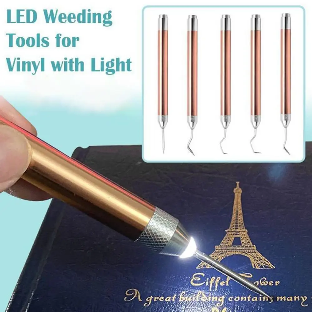 Portable Vinyl Weeding Kit With LED Light Vinyl Paper Remover with Hooks Vinyl Weeding Tool Handheld Iron-on Project Cutter