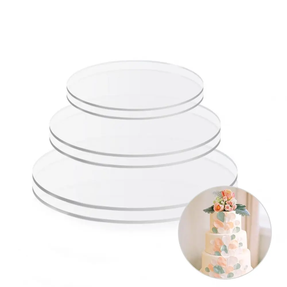 Useful Reusable Cake Disc Acrylic Clear Cakes Decorating Tools Blank Layered Round Cake Board Cake