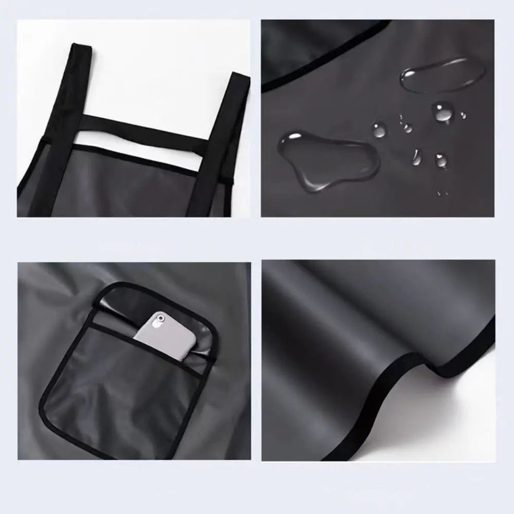 Household PVC Kitchen Apron Transparent Black Waterproof Work Apron Oil Resistant Dirt-Proof Cleaning Aprons