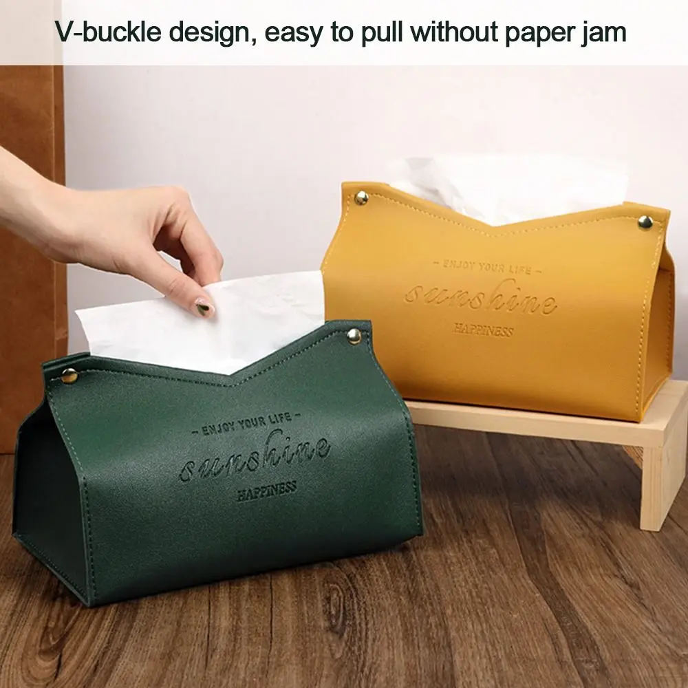 Leather Tissue Case Car Tissue Box Home Living Room Decoration Bedroom Kitchen Desktop Nordic Large Storage Box Napkin Holder