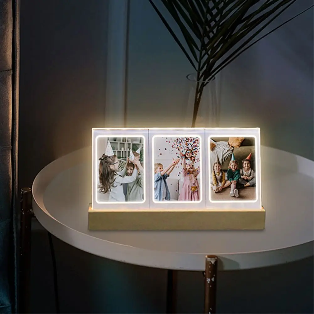 3 in 1 Photo Frame Instant Camera 3 inch Acrylic LED Light Picture Holder Photo Table for Fujifilm/ Desktop Decor