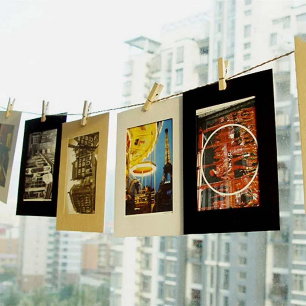10pcs Combination Paper Frame With Clips DIY Kraft Paper Picture Frames Hanging Wall Photos Album Home Decoration Craft
