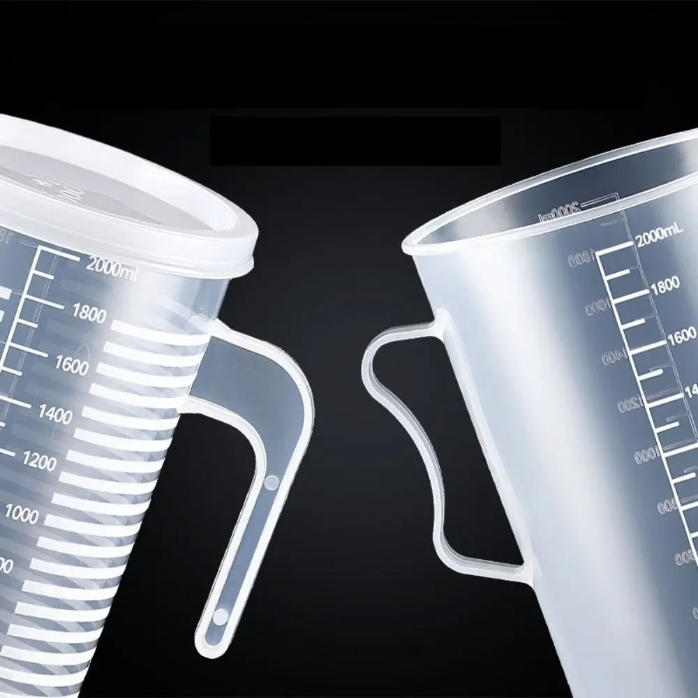 1PC Clear Graduated Measuring Cup Scale Plastic Transparent Mixing Cup Large Capacity With Lid Laboratory Beaker Kitchen Baking