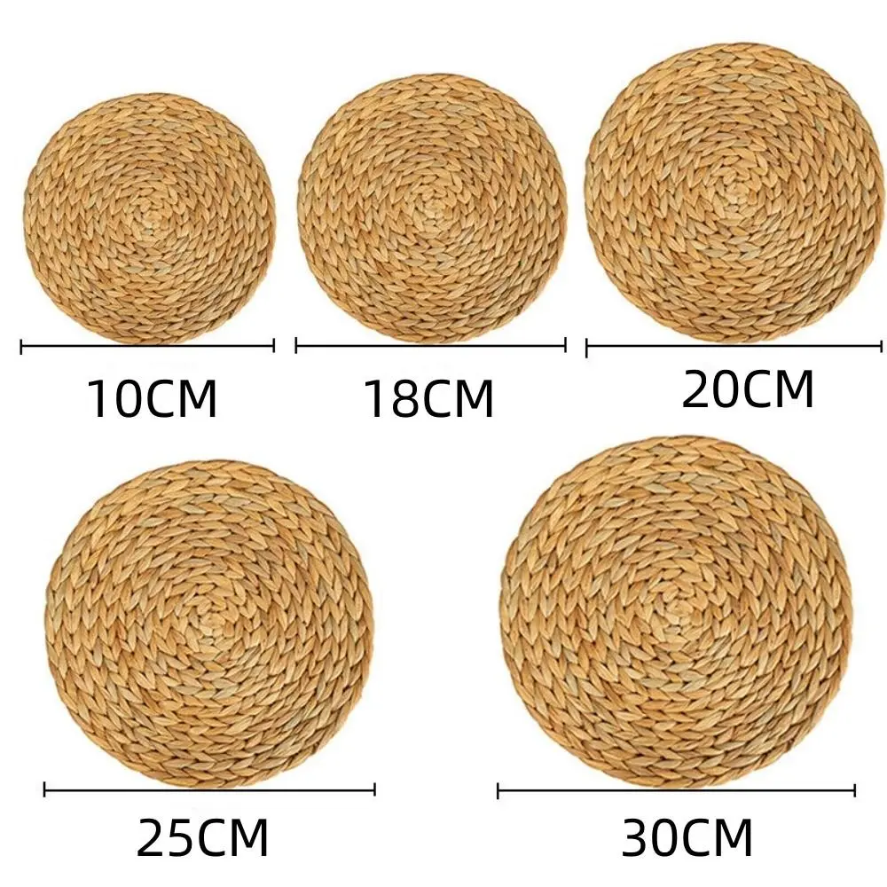 Natual Straw Weave Rattan Cups Mat Round Placemats Cups Mat Dining Table Home Decor
