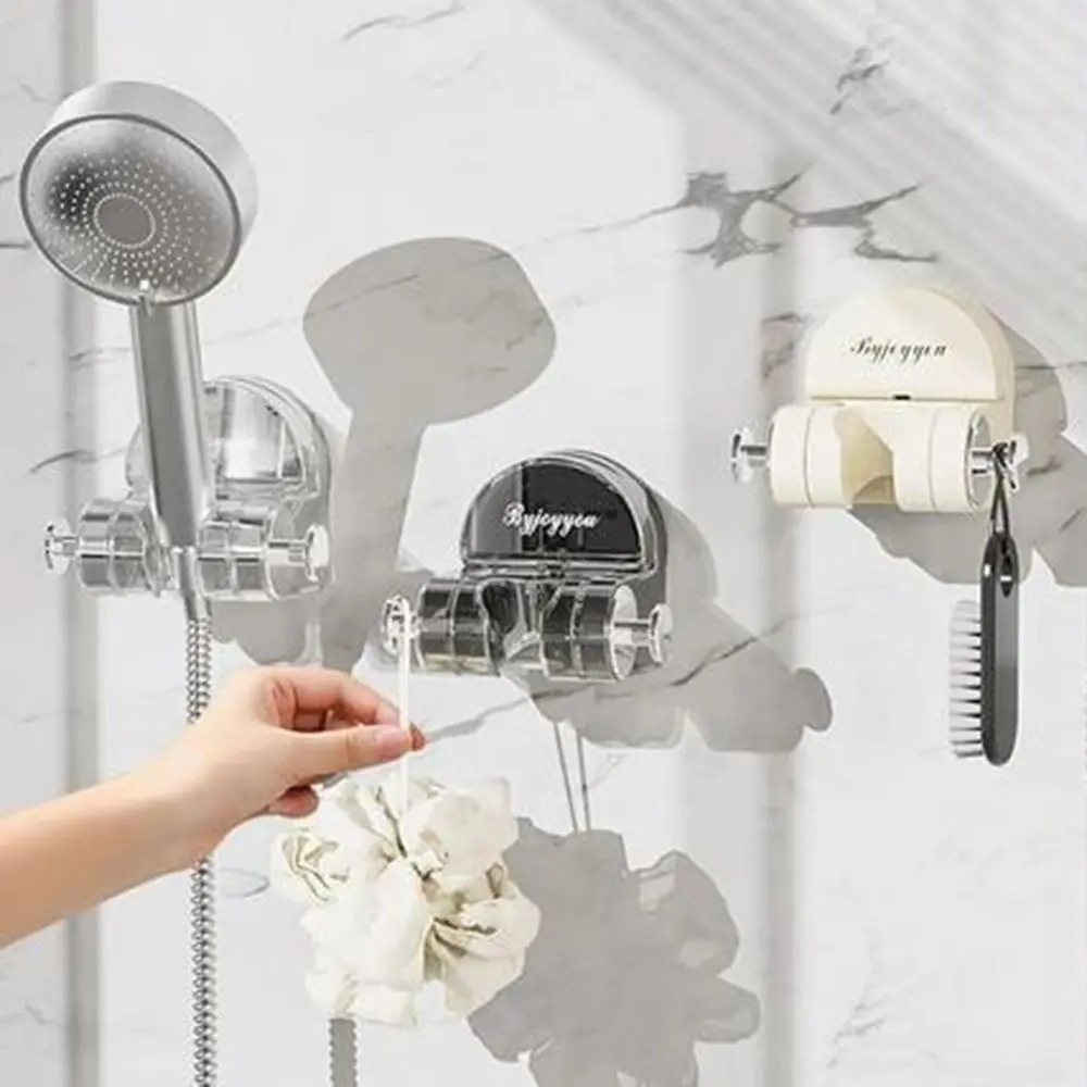 Adjustable Suction Cup Shower Rack Removable Wall Mount Shower Holder Easy to Install Shower Head Holder Kitchen