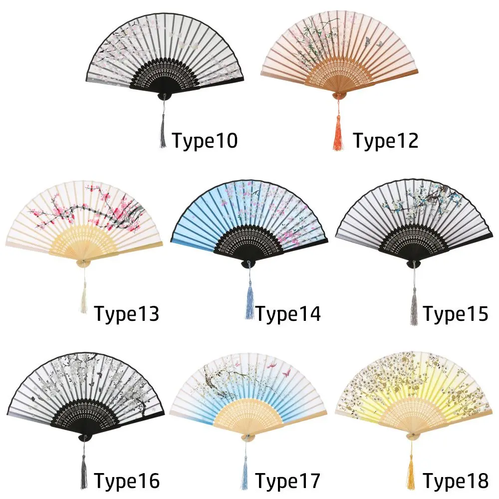 Bamboo Antique Folding Fan Chinese Style Fan Summer Female Dance Fan Portable Elegent Flower Hand Held Fan