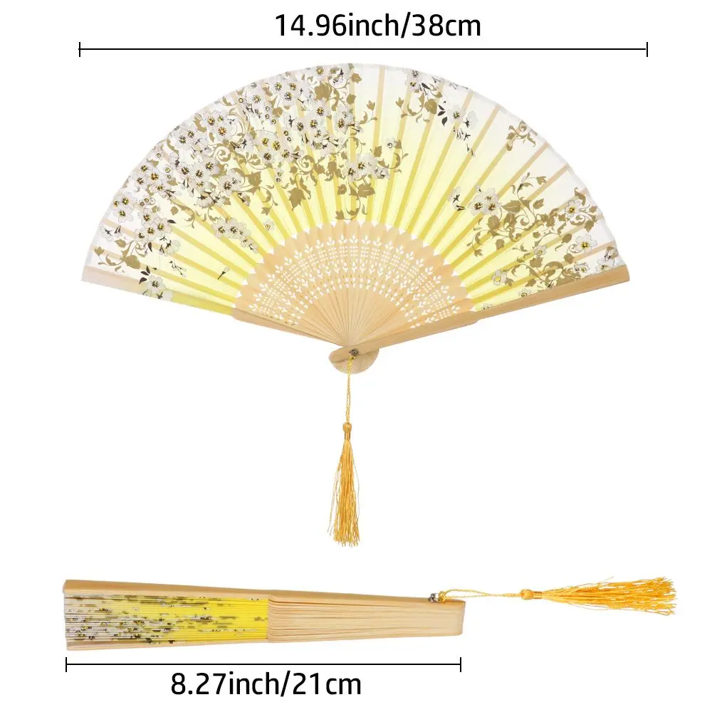 Bamboo Antique Folding Fan Chinese Style Fan Summer Female Dance Fan Portable Elegent Flower Hand Held Fan