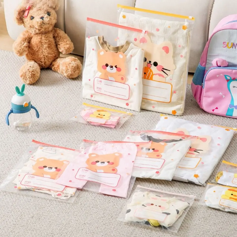 10PCS Cartoon Multi-size Storage Bag Classified Baby Clothes Storage Classified Sealed Bag Portable Baby Cloth/Diaper Pouch Home