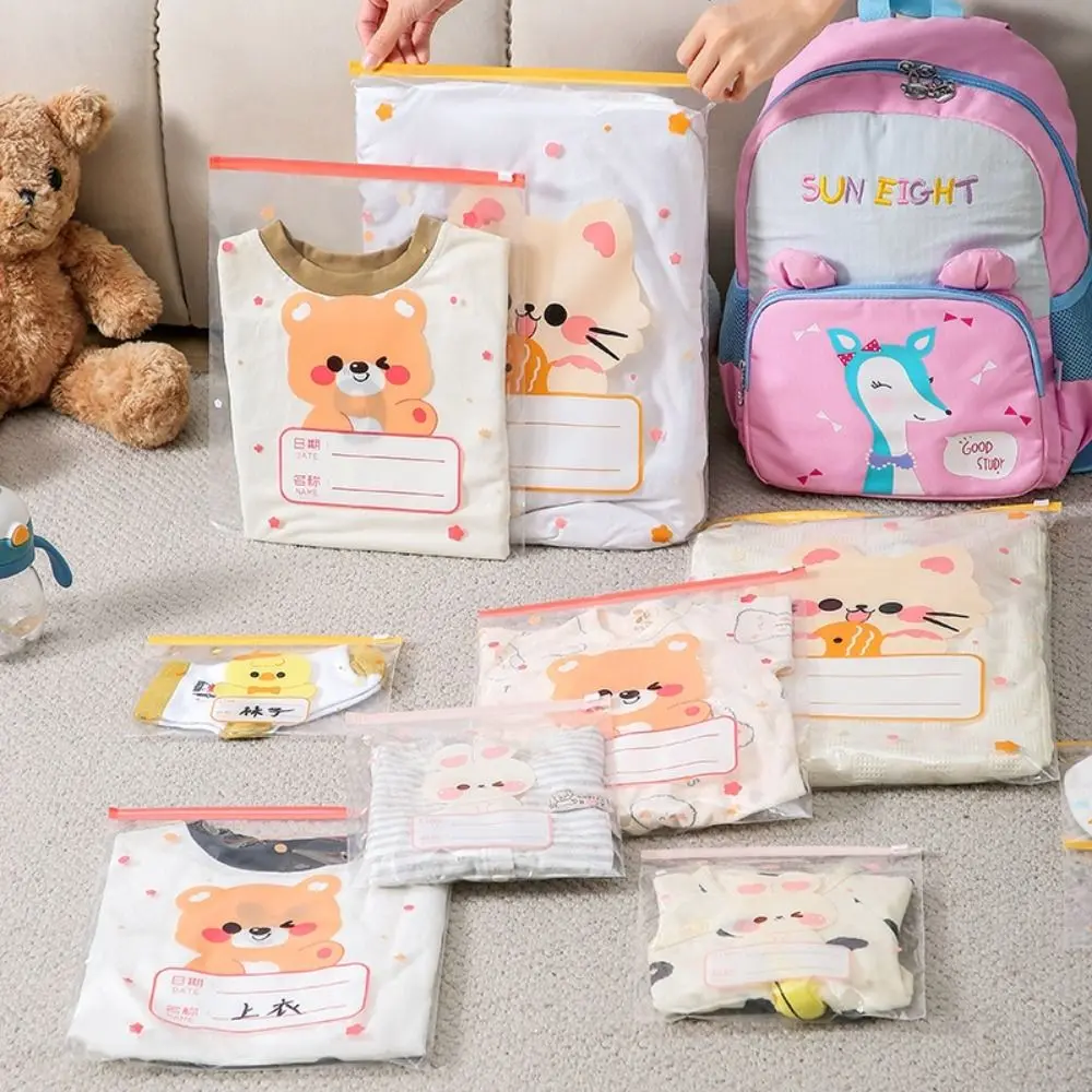 10PCS Cartoon Multi-size Storage Bag Classified Baby Clothes Storage Classified Sealed Bag Portable Baby Cloth/Diaper Pouch Home