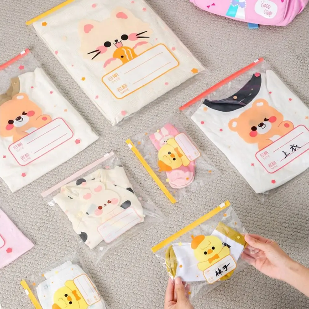10PCS Cartoon Multi-size Storage Bag Classified Baby Clothes Storage Classified Sealed Bag Portable Baby Cloth/Diaper Pouch Home