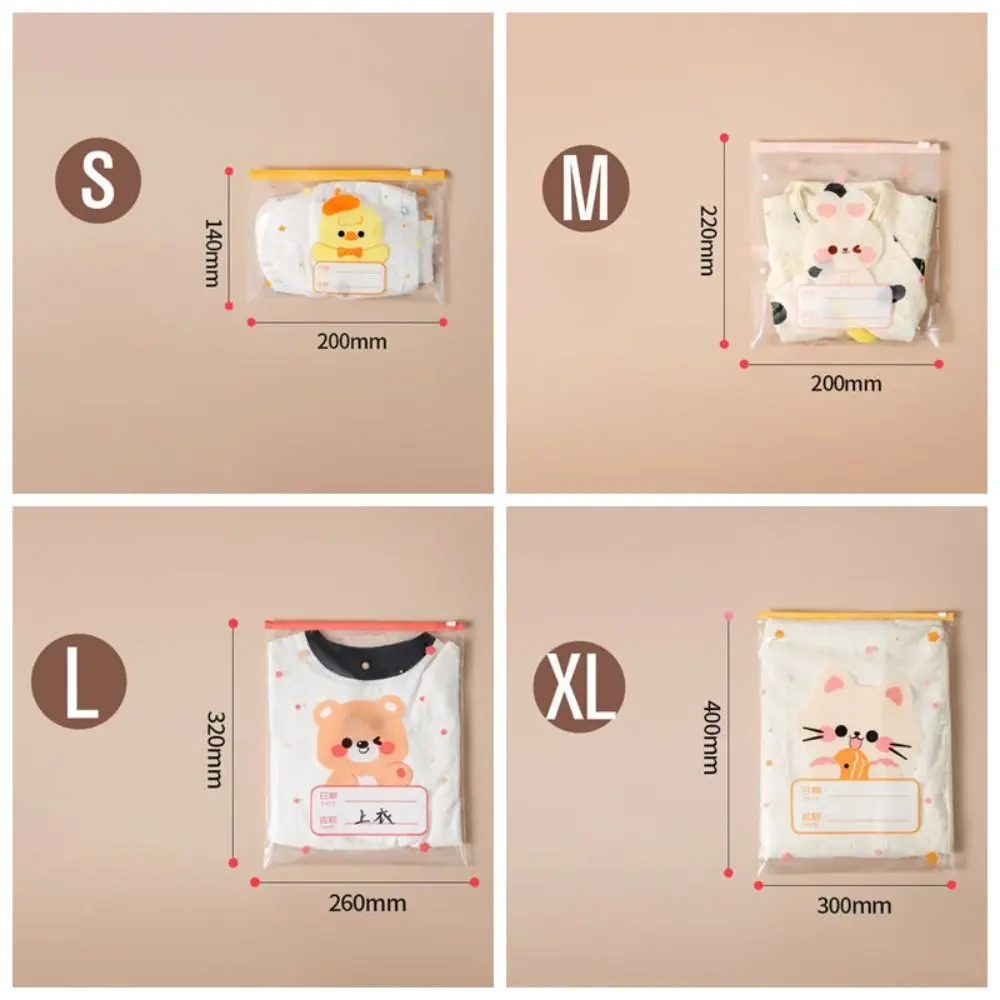 10PCS Cartoon Multi-size Storage Bag Classified Baby Clothes Storage Classified Sealed Bag Portable Baby Cloth/Diaper Pouch Home