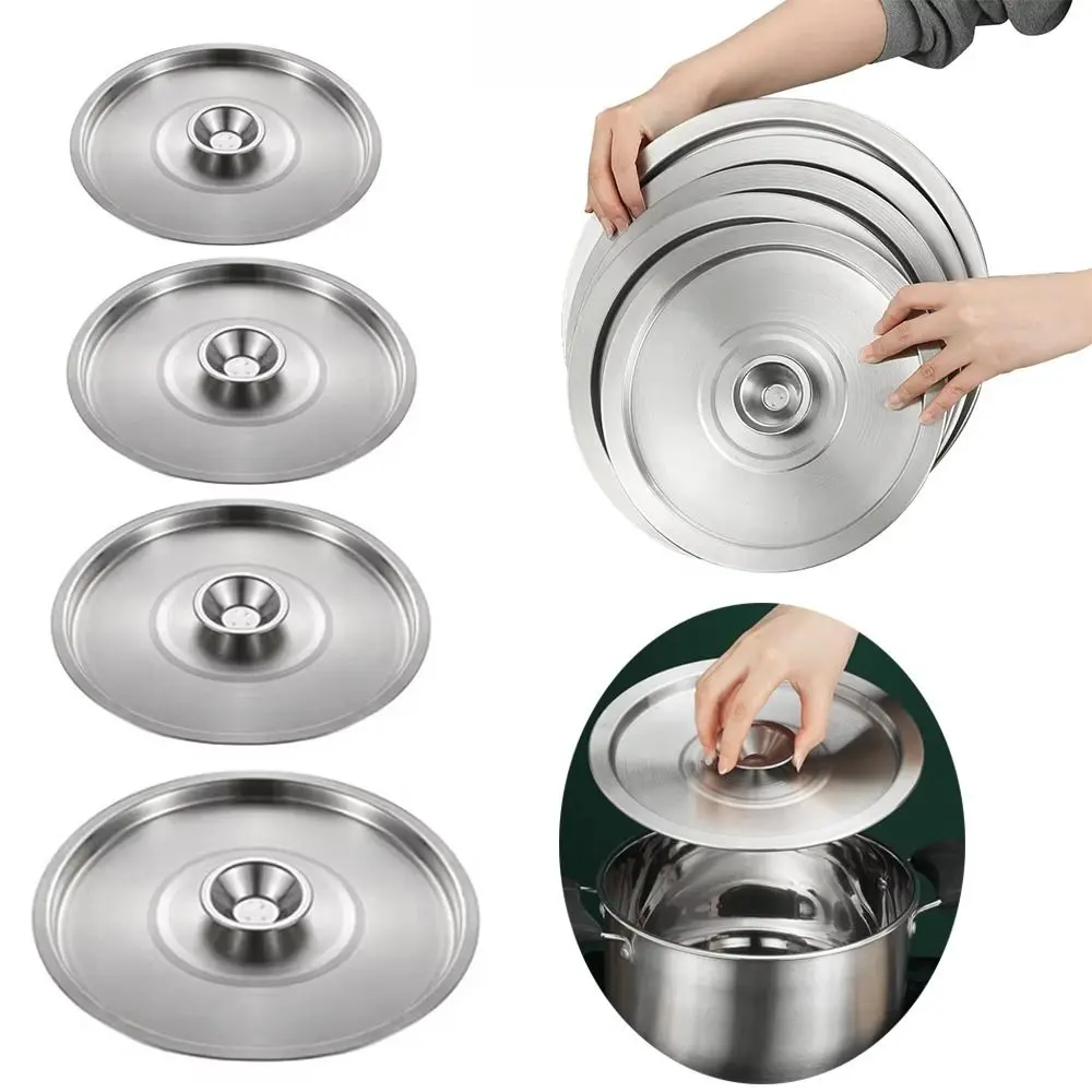 20-40cm Stainless Steel Pot Lids Universal Lid Reusable Frying Pan Metal Lid Bowl Cover Restaurant Kitchenware