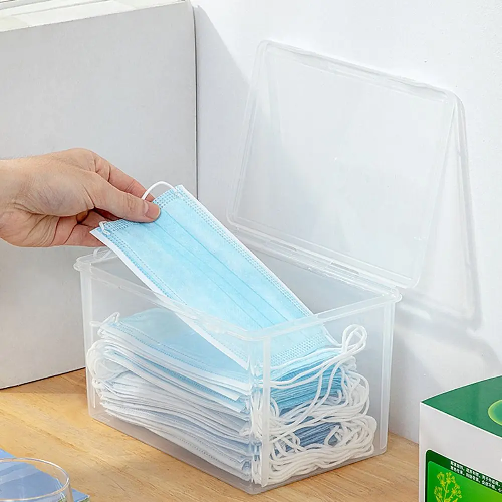 1Pcs Thickened Mask Storage Box Portable Transparent Flip Drug Storage Box Pill Jewelery Earrings Cosmetics Storage Box