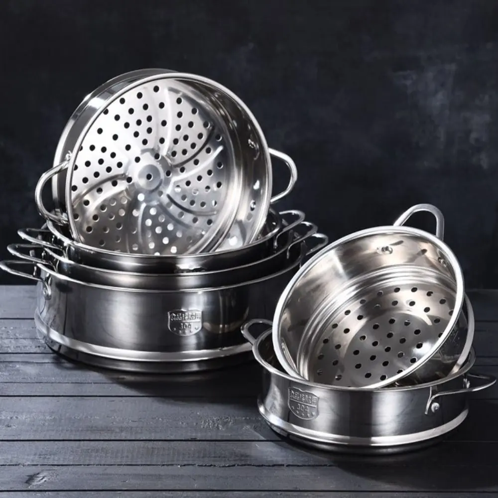 304 Stainless Steel Steamer Basket 16-32cm Thicken Strainer Food Steam Rack Thickened Safe Material Drain Basket Kitchen Use