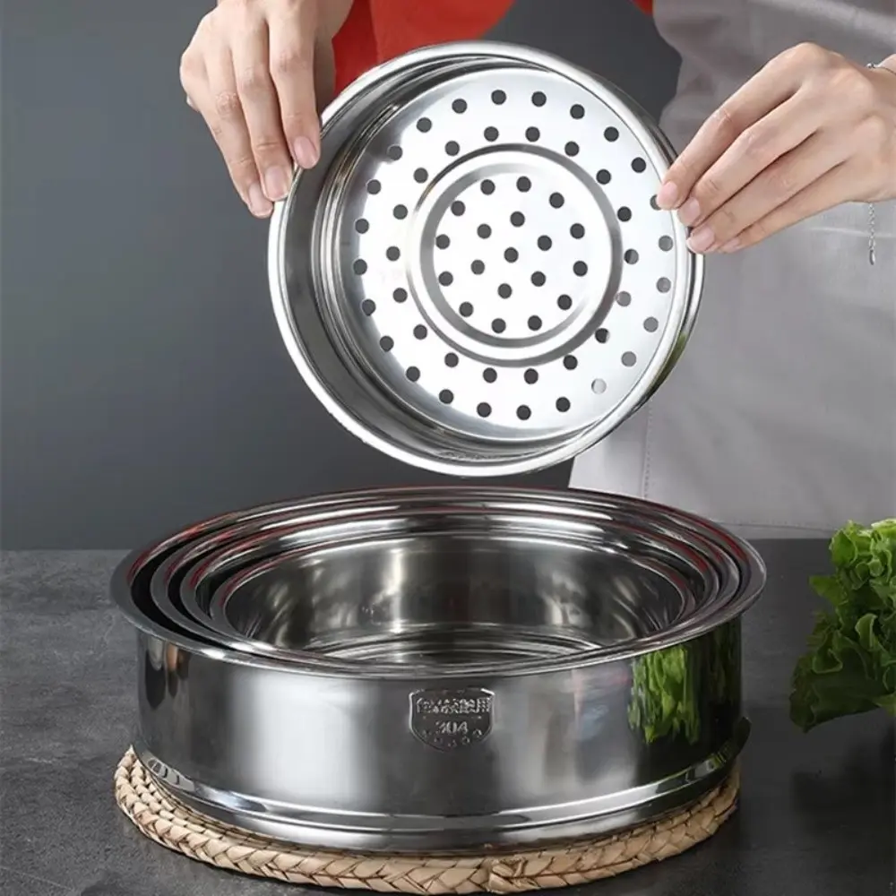 304 Stainless Steel Steamer Basket 16-32cm Thicken Strainer Food Steam Rack Thickened Safe Material Drain Basket Kitchen Use