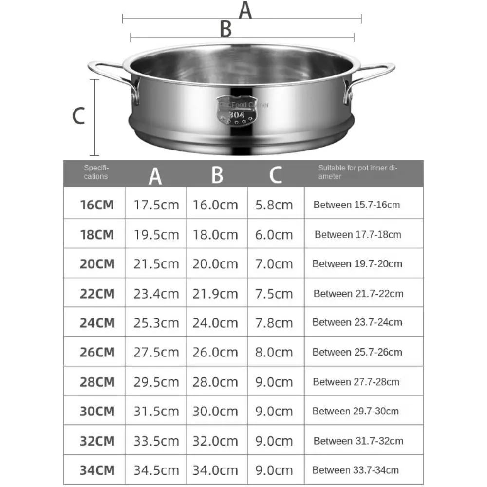 304 Stainless Steel Steamer Basket 16-32cm Thicken Strainer Food Steam Rack Thickened Safe Material Drain Basket Kitchen Use