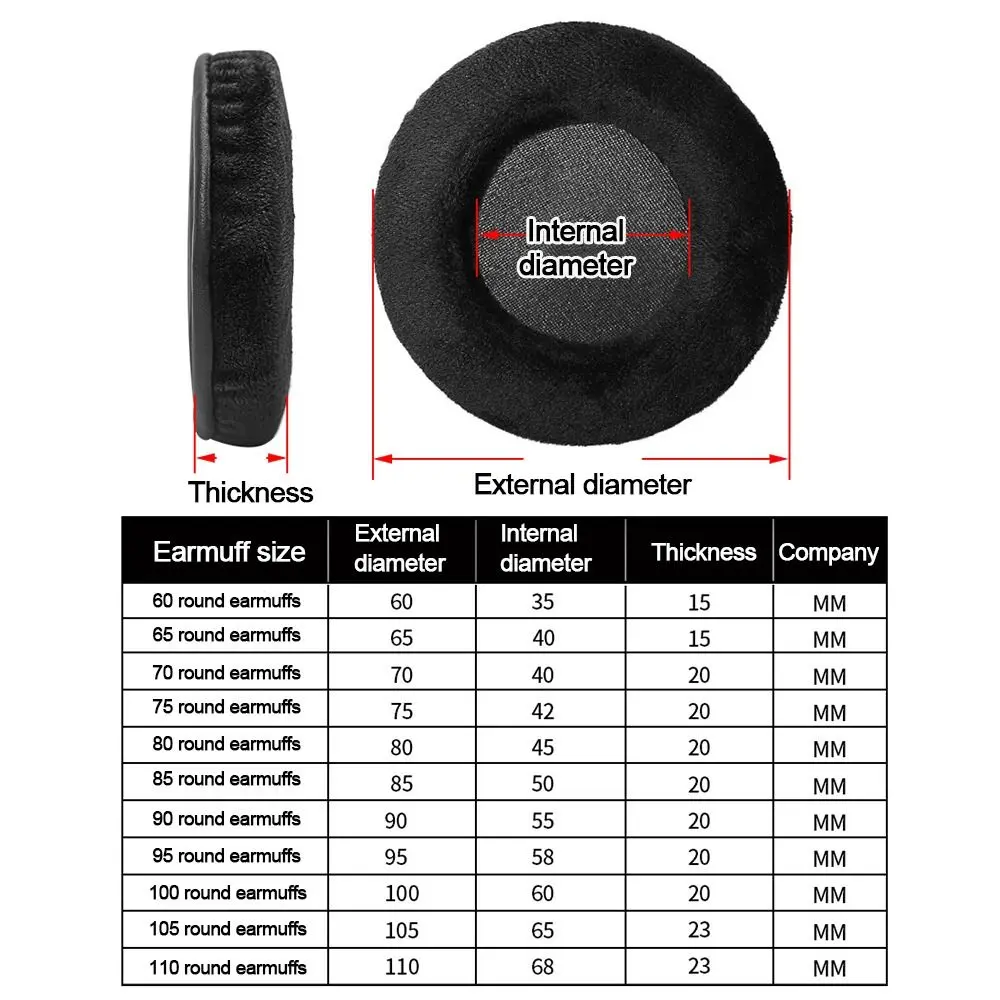 1pair General Velvet Earpads for Sony/Akg/Denon 60mm 65mm 70mm 75mm 80mm 85mm 90mm 95 100mm 105mm Replacement Ear Pads Cushion