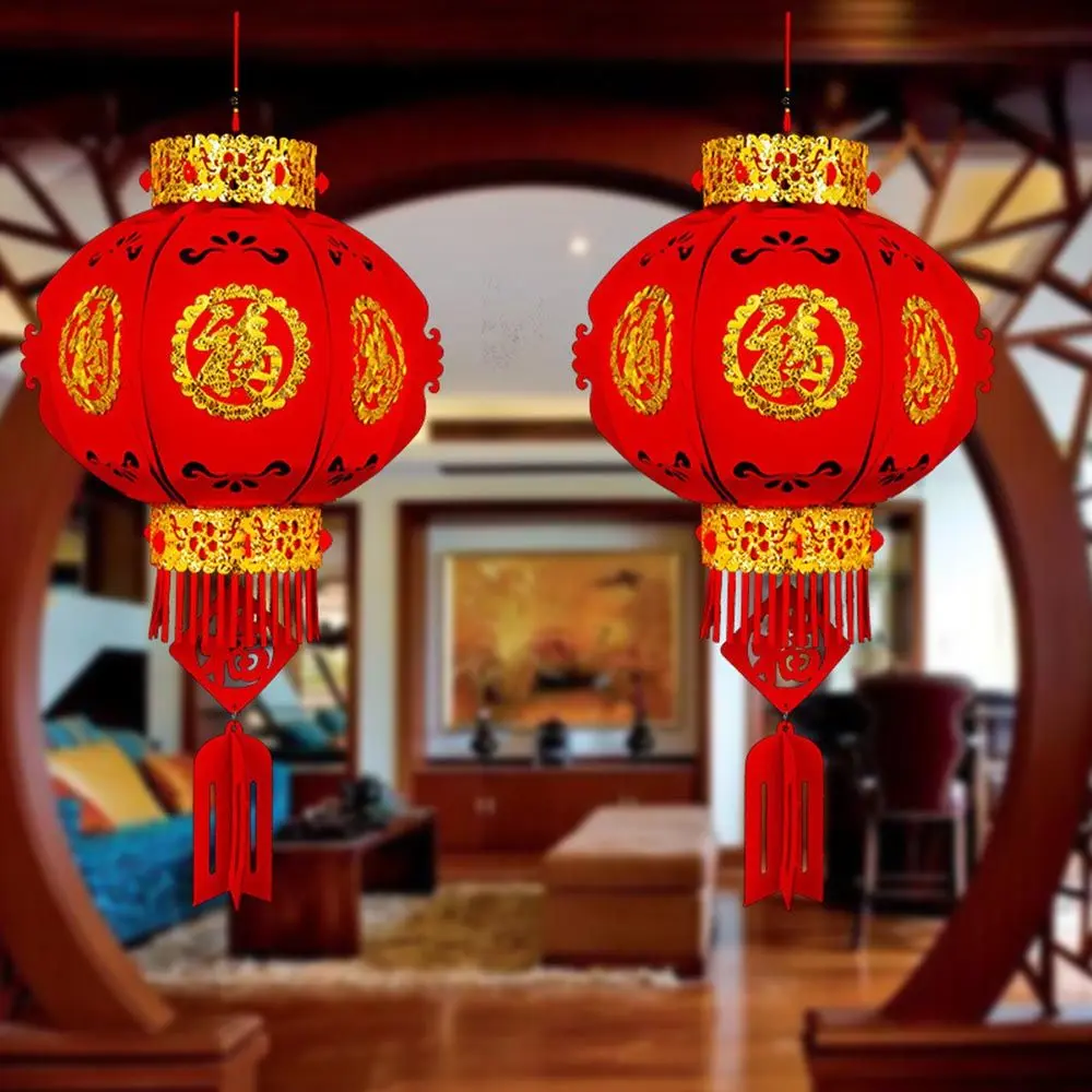 Chinese New Year Red Lantern DIY FU Character Lantern Hanging Ornaments for Lunar New Year Spring Festival Decor