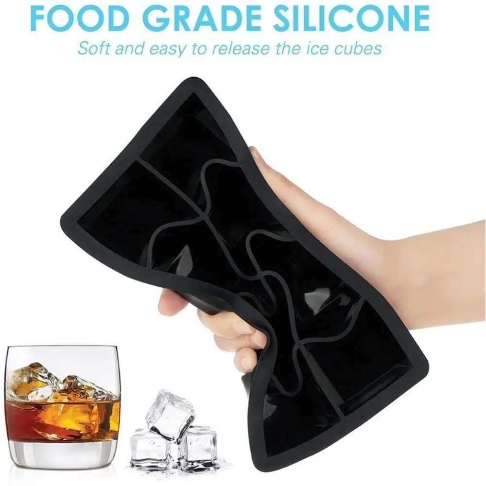 4/6/8 Grid Large Ice Block Ice Grid Silicone Mold Tray With Lid Stackable Square Ice Cube Mold Ice Storage Box Quick Frozen