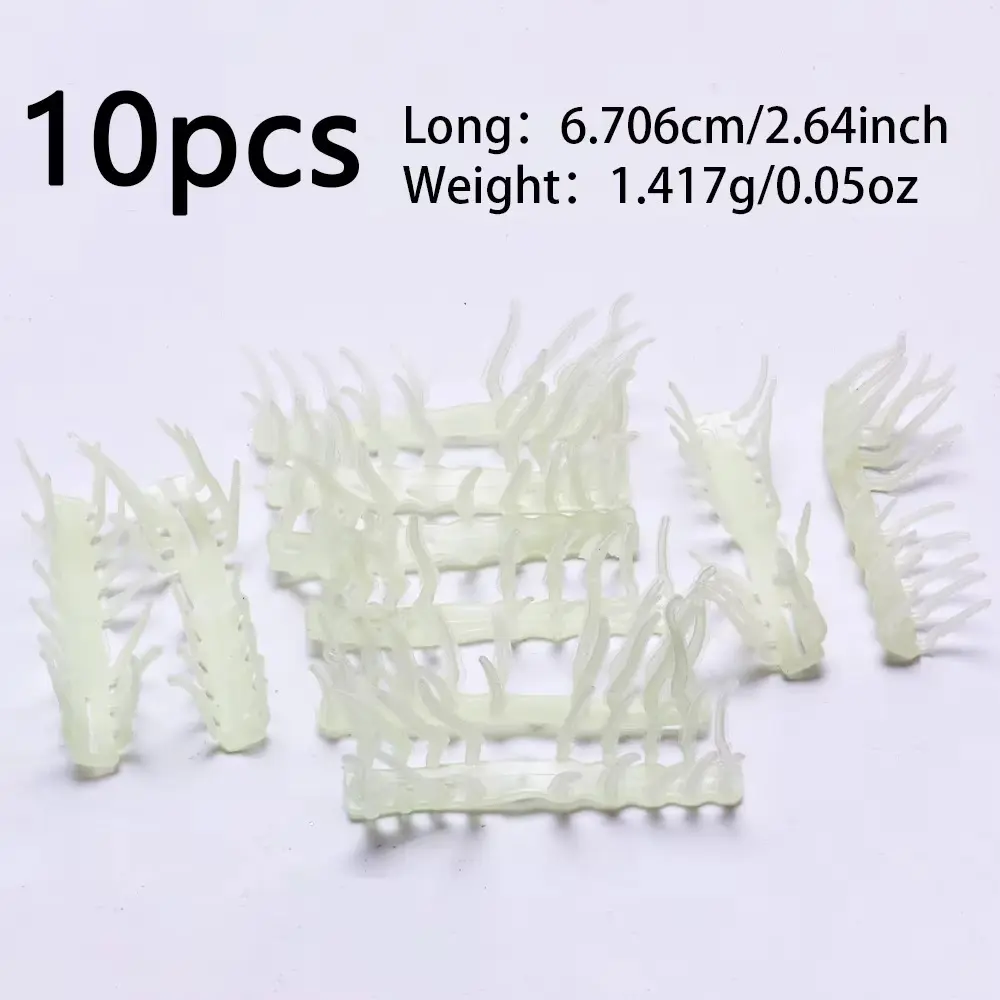 Soft Rubber Prawn Lure Noctilucent Shrimp Feet Shrimp Fake Bait Green S L Hook Worm Silicone Sea Fishing