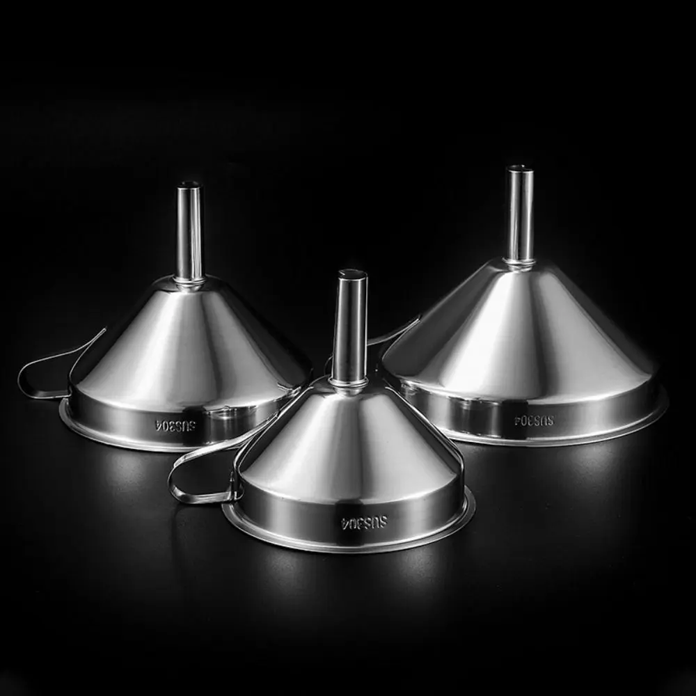 Wide Mouth Stainless Steel Funnel with Detachable Filter Spice Cooking Oil Filter Strainer Kitchen Tool Wine Spill Tool