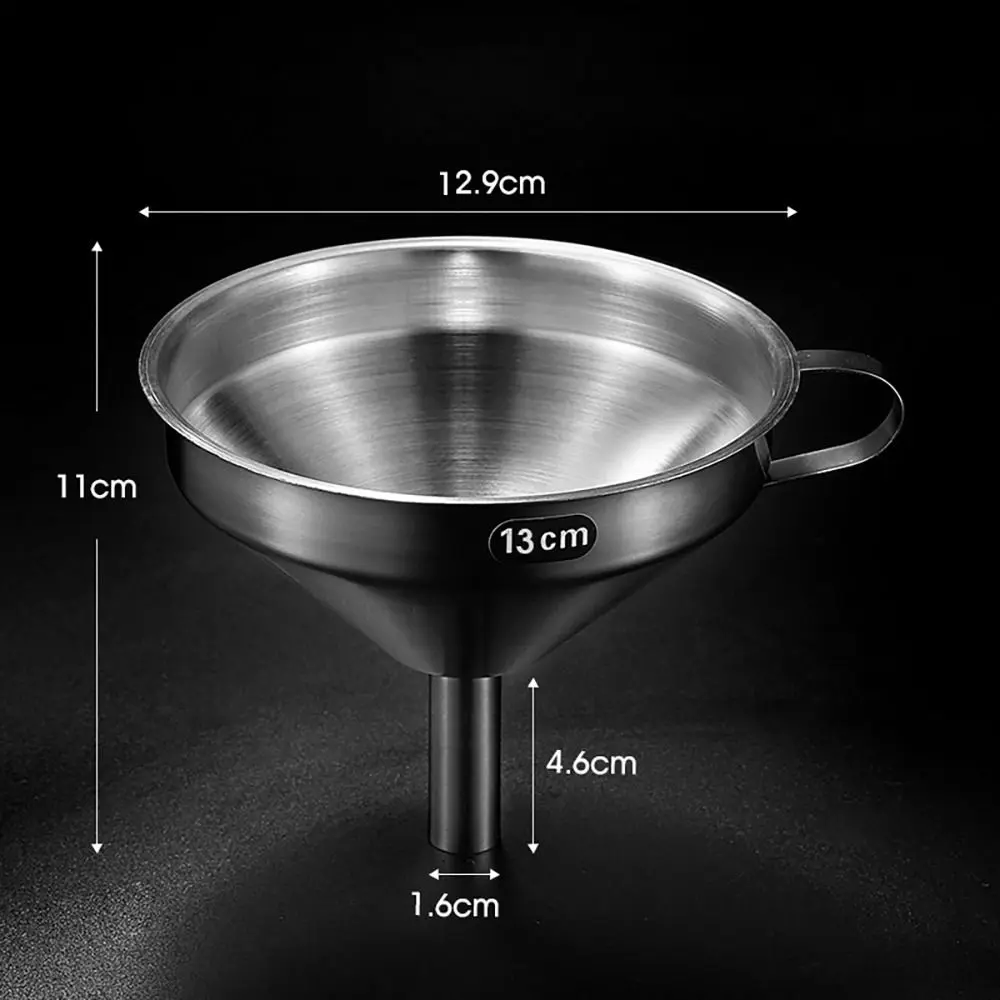 Wide Mouth Stainless Steel Funnel with Detachable Filter Spice Cooking Oil Filter Strainer Kitchen Tool Wine Spill Tool